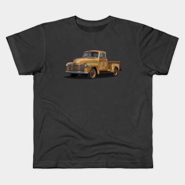 Rusty yellow 1949 Chevrolet pickup Truck Kids T-Shirt by candcretro